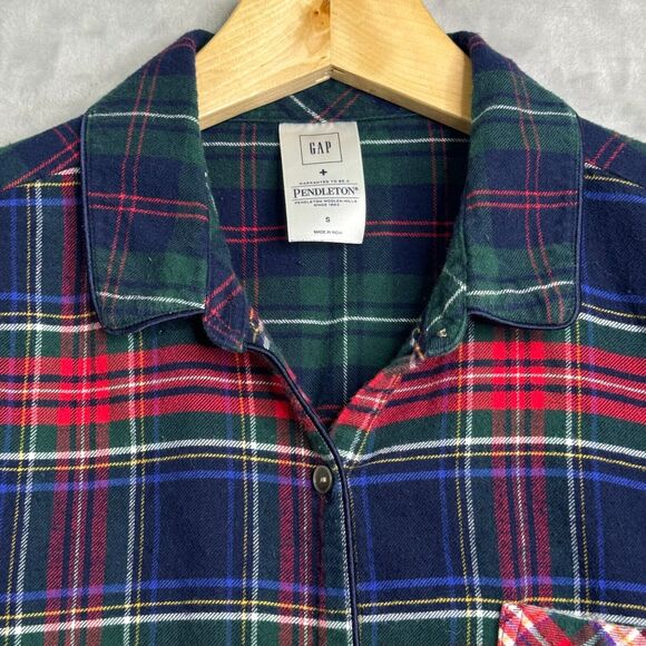 Gap + Pendleton Jammie Shirt Womens Small Plaid Tartan Embroidered Nightgown - Picture 4 of 11